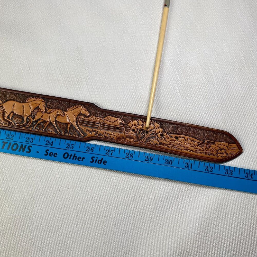 Hand Tooled LEATHER 3-D HORSES SCENE Western Belt! Handmade T Goodloe Sz 29 - Picture 13 of 16